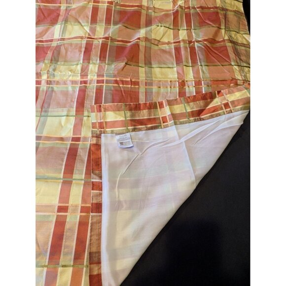 JC Penny Chris Madden Silk Curtain Panels Set of 2 Gold Rust Plaid Lined 84 x 41 - Picture 3 of 5